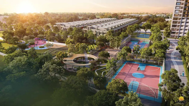Tennis, basketball and multi-purpose courts in the landscape at Adarsh Welkin Park