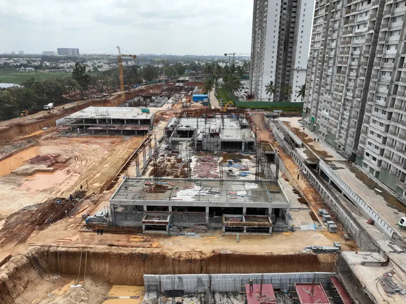 Adarsh Welkin Park Phase I construction: Clubhouse – structure in progress, August 2026