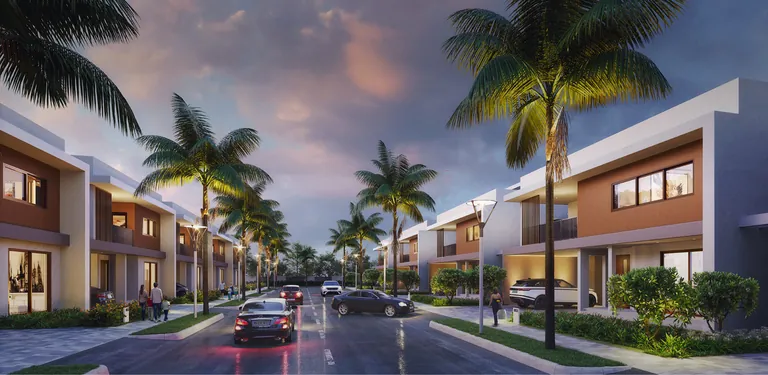 Adarsh Welkin Park Villas – street of contemporary 4 BHK villas off Sarjapur Road at dusk