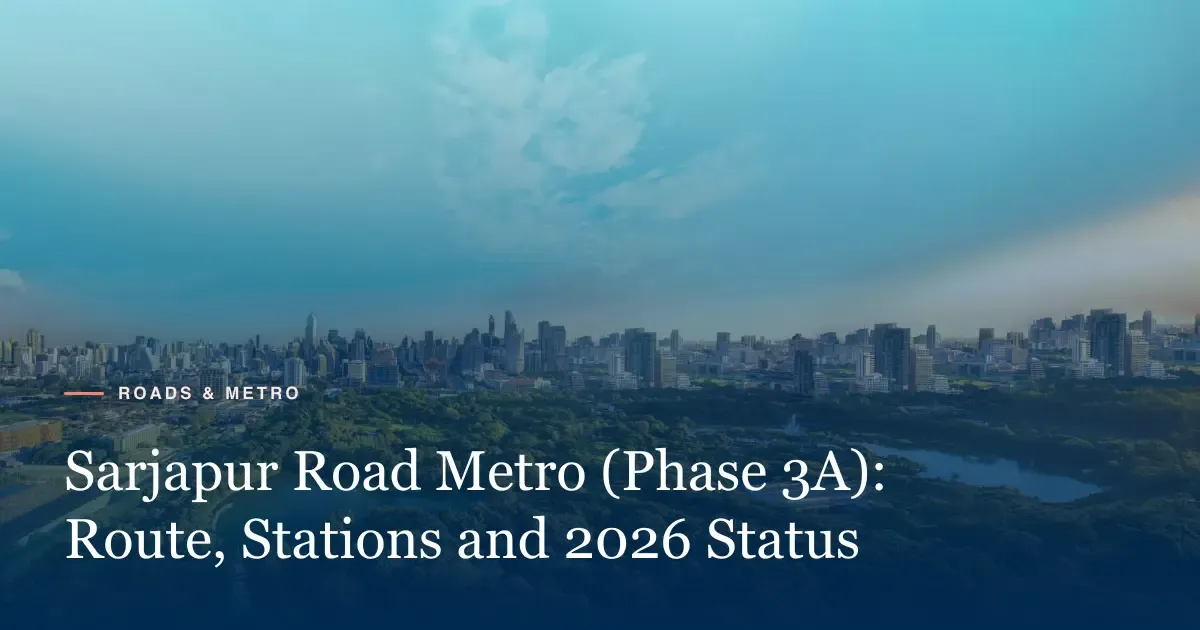 Aerial view of Bengaluru's skyline and green cover with a lake, the city the Sarjapur Road metro line will cross